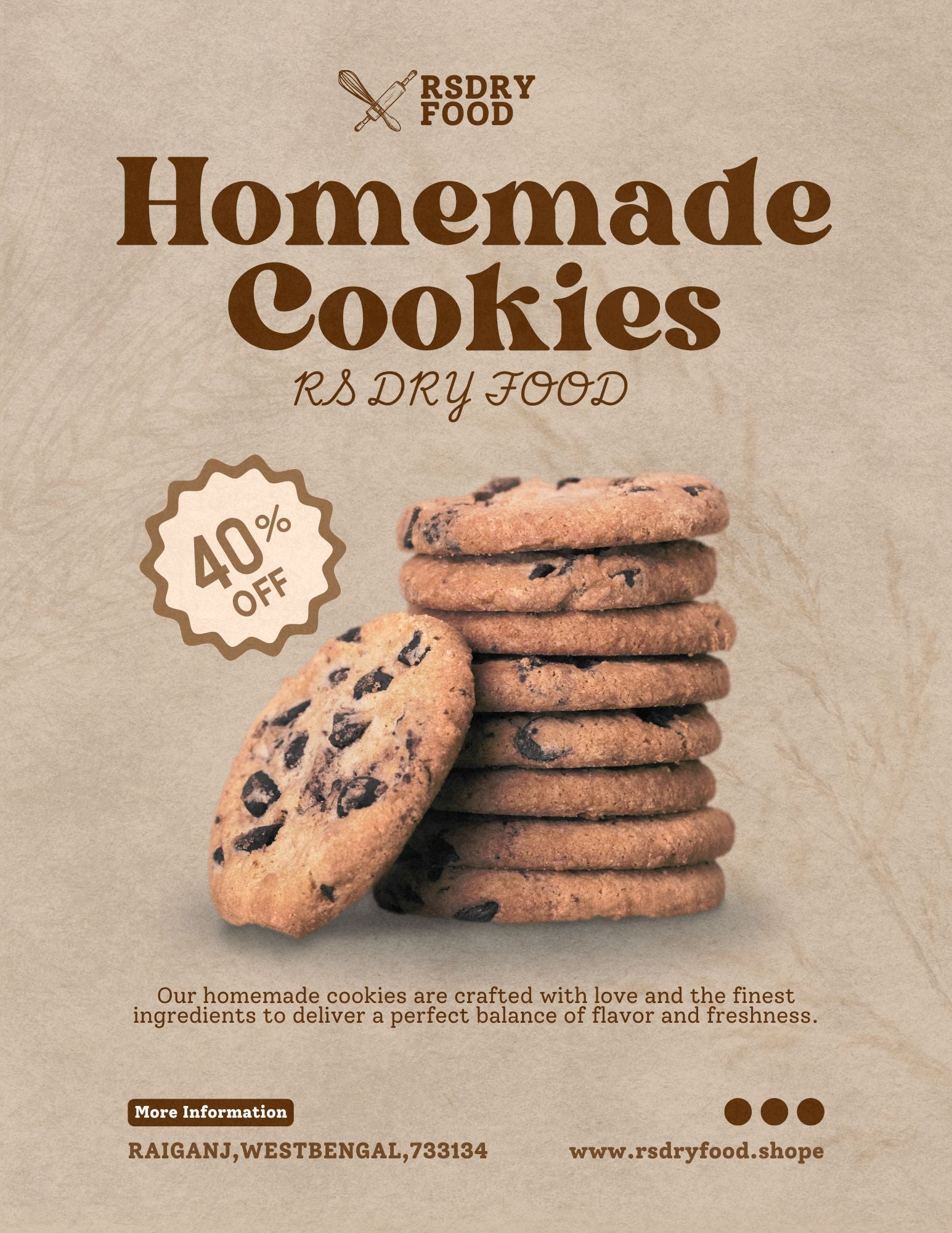Homemade Chocolate Chip Cookies – 250g  by RS Dry Food